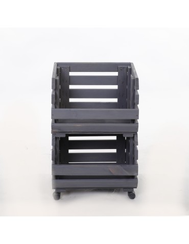 Skrzynie i skrzynki drewniane - Skrzynki na warzywa na kółkach RAWA /szer.37cm -Szare - product 4