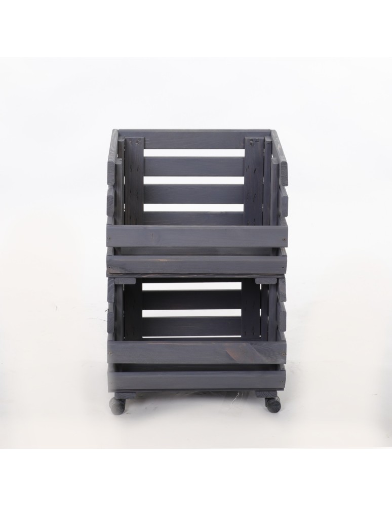 Skrzynie i skrzynki drewniane - Skrzynki na warzywa na kółkach RAWA /szer.37cm -Szare - product b2b.wamar.biz 4