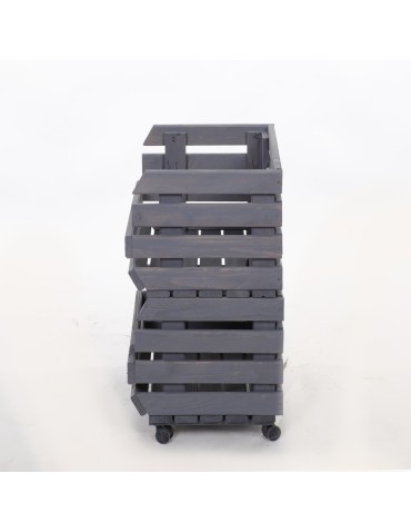 Skrzynie i skrzynki drewniane - Skrzynki na warzywa na kółkach RAWA /szer.37cm -Szare - product 5