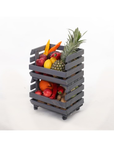 Skrzynie i skrzynki drewniane - Skrzynki na warzywa na kółkach RAWA /szer.37cm -Szare - product 6