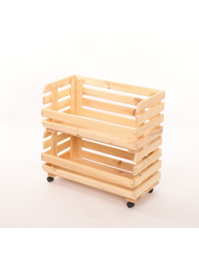 Skrzynie i skrzynki drewniane - Skrzynki na warzywa na kółkach RAWA /szer.57cm - Naturalne - product b2b.wamar.biz 3