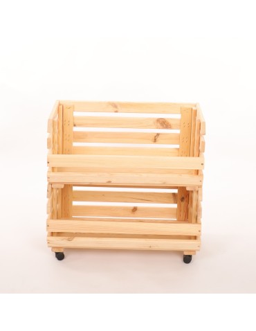 Skrzynie i skrzynki drewniane - Skrzynki na warzywa na kółkach RAWA /szer.57cm - Naturalne - product 4