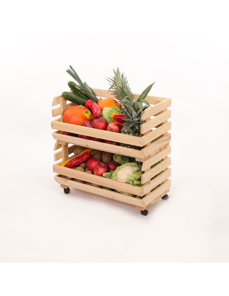 Skrzynie i skrzynki drewniane - Skrzynki na warzywa na kółkach RAWA /szer.57cm - Naturalne - product b2b.wamar.biz 6