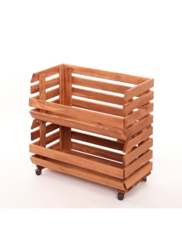 Skrzynie i skrzynki drewniane - Skrzynki na warzywa na kółkach RAWA /szer.57cm - Brązowe - product 3