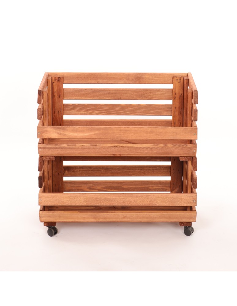 Skrzynie i skrzynki drewniane - Skrzynki na warzywa na kółkach RAWA /szer.57cm - Brązowe - product b2b.wamar.biz 4