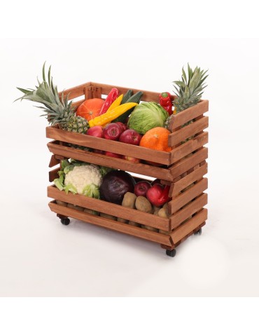 Skrzynie i skrzynki drewniane - Skrzynki na warzywa na kółkach RAWA /szer.57cm - Brązowe - product 6