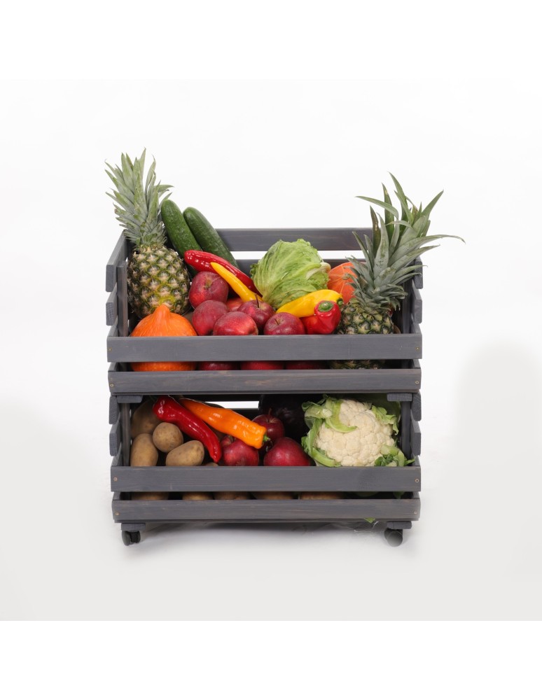 Skrzynie i skrzynki drewniane - Skrzynki na warzywa na kółkach RAWA /szer.57cm - Szare - product b2b.wamar.biz 2