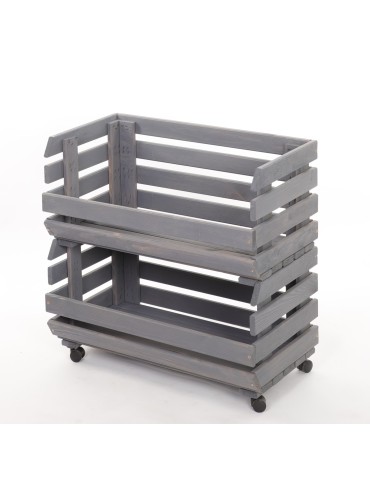 Skrzynie i skrzynki drewniane - Skrzynki na warzywa na kółkach RAWA /szer.57cm - Szare - product 3