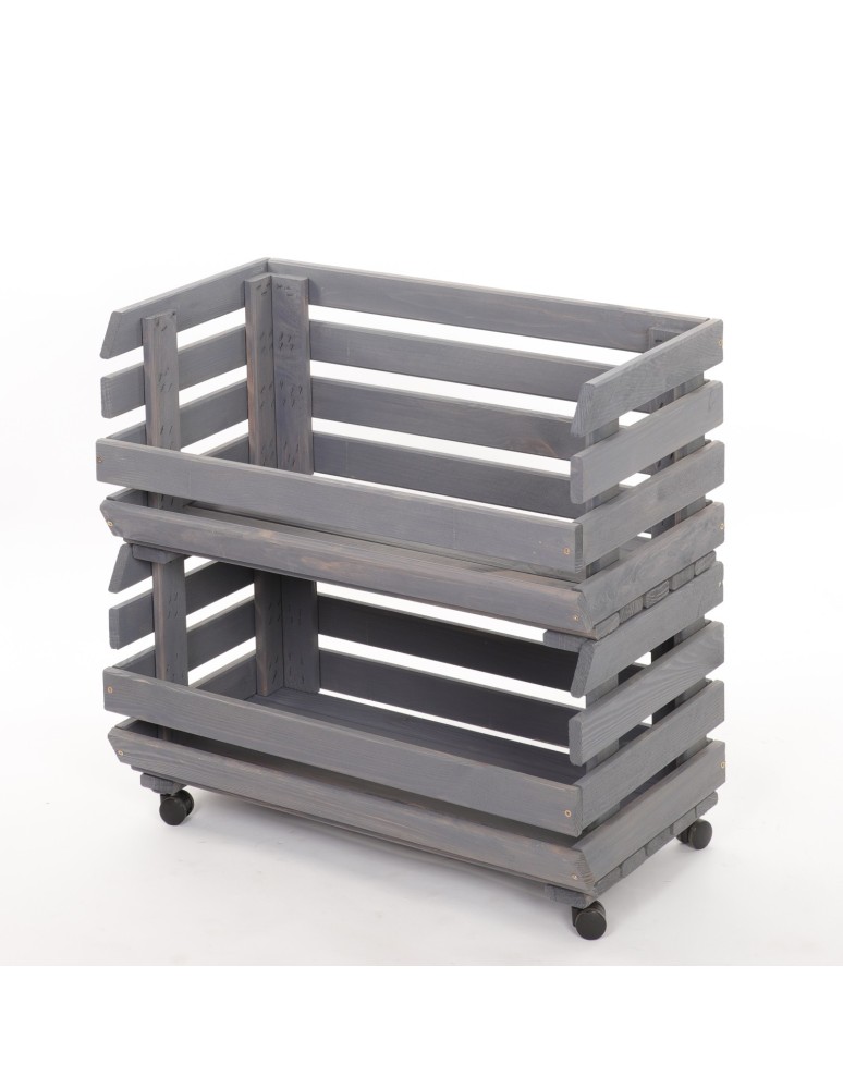 Skrzynie i skrzynki drewniane - Skrzynki na warzywa na kółkach RAWA /szer.57cm - Szare - product b2b.wamar.biz 3