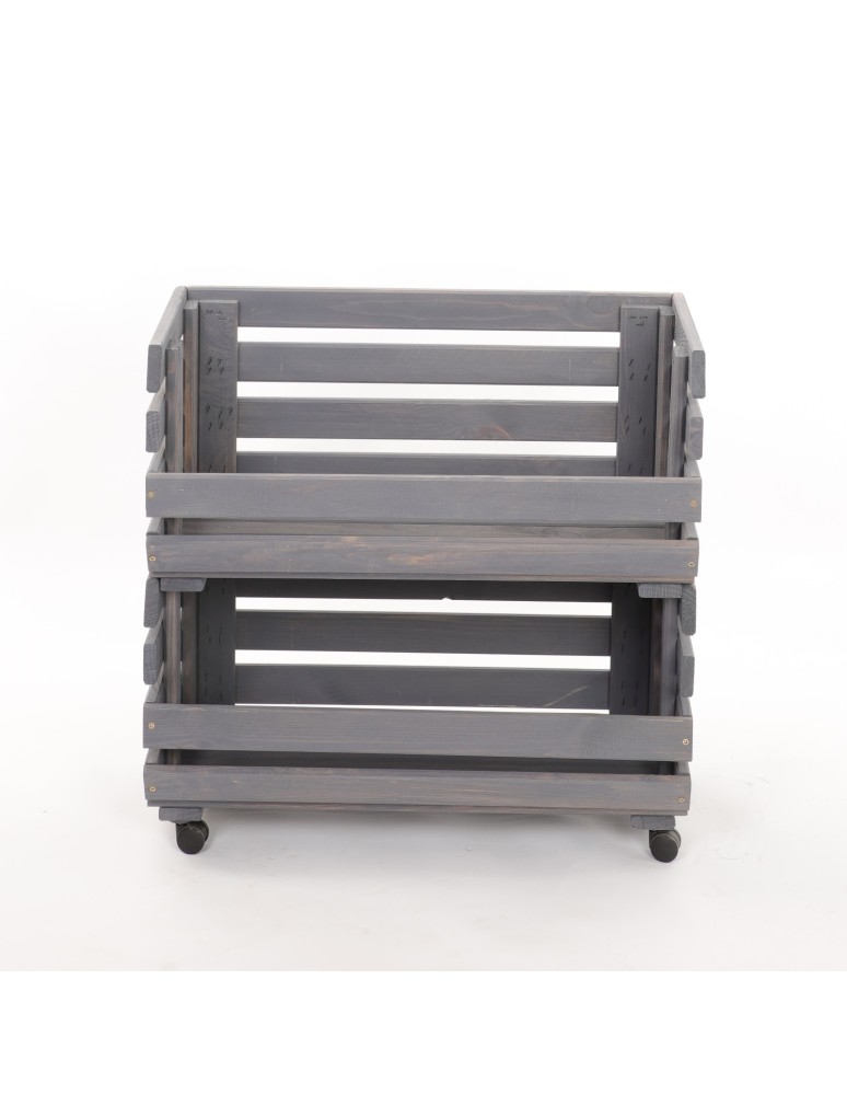 Skrzynie i skrzynki drewniane - Skrzynki na warzywa na kółkach RAWA /szer.57cm - Szare - product b2b.wamar.biz 4