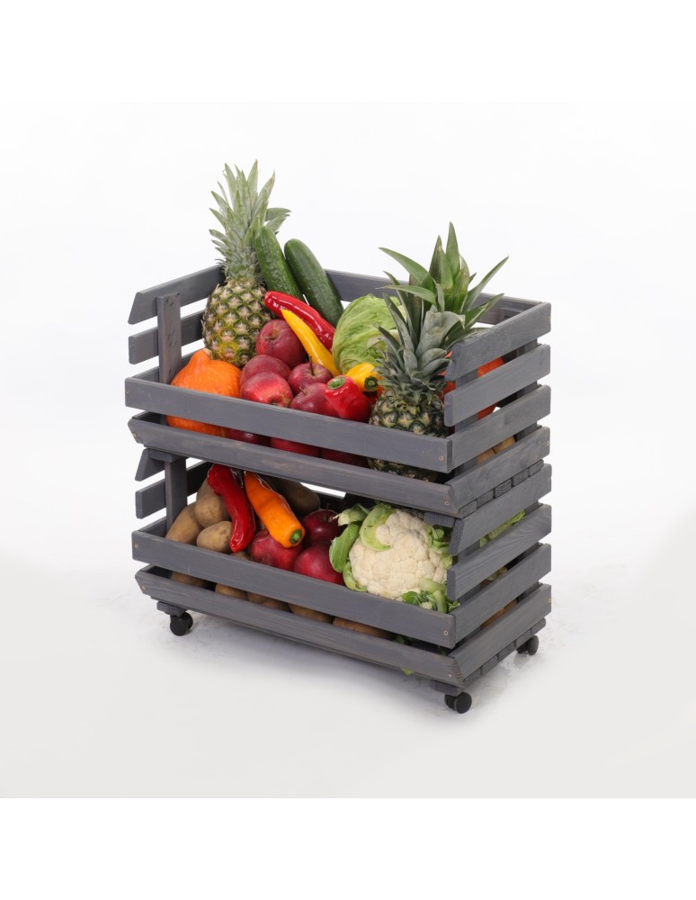 Skrzynie i skrzynki drewniane - Skrzynki na warzywa na kółkach RAWA /szer.57cm - Szare - product b2b.wamar.biz 6