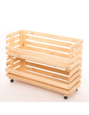 Skrzynie i skrzynki drewniane - Skrzynki na warzywa na kółkach RAWA /szer.77cm - Naturalne - product 3