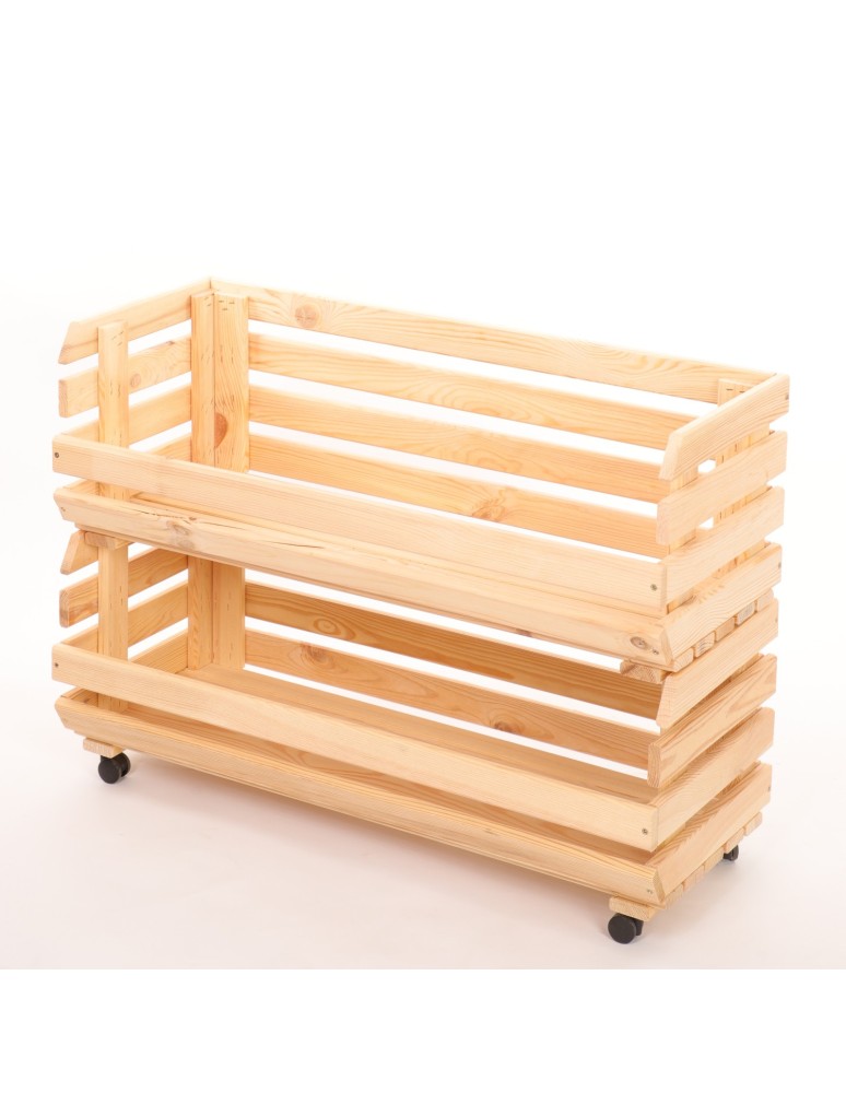 Skrzynie i skrzynki drewniane - Skrzynki na warzywa na kółkach RAWA /szer.77cm - Naturalne - product b2b.wamar.biz 3