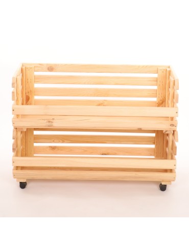 Skrzynie i skrzynki drewniane - Skrzynki na warzywa na kółkach RAWA /szer.77cm - Naturalne - product 4