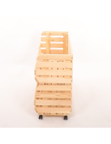 Skrzynie i skrzynki drewniane - Skrzynki na warzywa na kółkach RAWA /szer.77cm - Naturalne - product 5