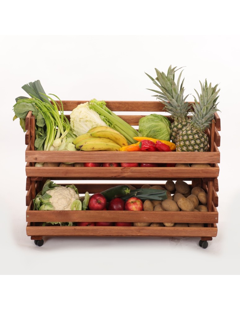 Skrzynie i skrzynki drewniane - Skrzynki na warzywa na kółkach RAWA /szer.77cm - Brązowe - product b2b.wamar.biz 2