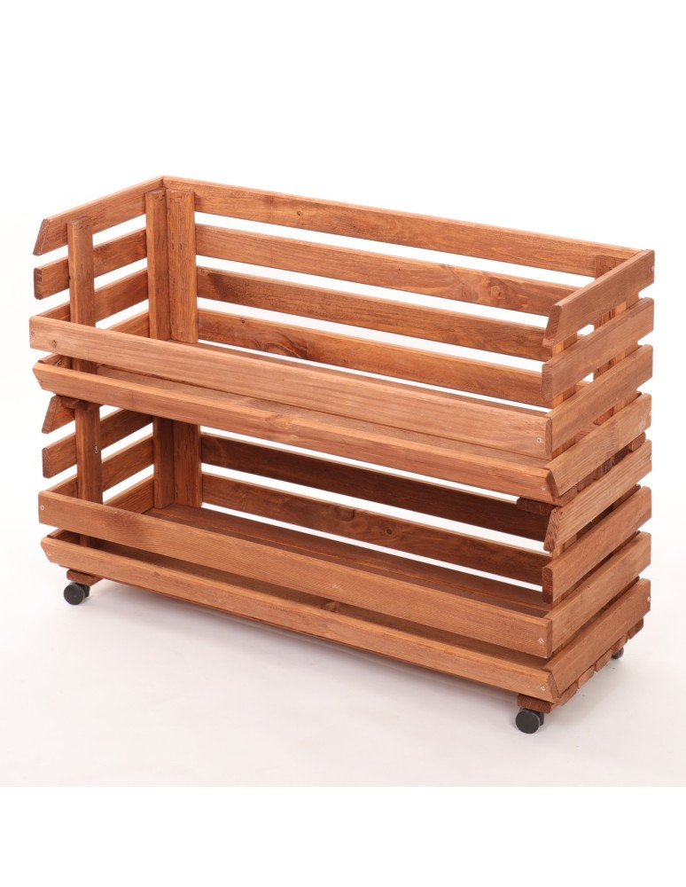 Skrzynie i skrzynki drewniane - Skrzynki na warzywa na kółkach RAWA /szer.77cm - Brązowe - product b2b.wamar.biz 3