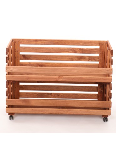 Skrzynie i skrzynki drewniane - Skrzynki na warzywa na kółkach RAWA /szer.77cm - Brązowe - product 4