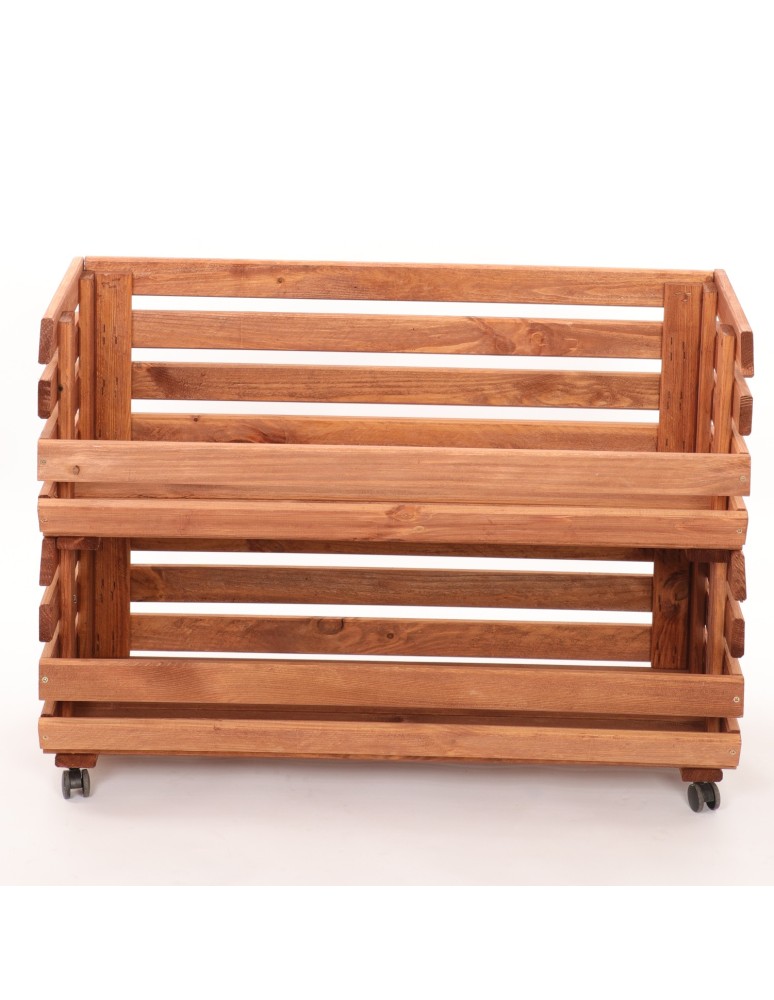 Skrzynie i skrzynki drewniane - Skrzynki na warzywa na kółkach RAWA /szer.77cm - Brązowe - product b2b.wamar.biz 4