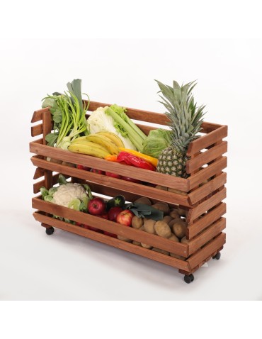 Skrzynie i skrzynki drewniane - Skrzynki na warzywa na kółkach RAWA /szer.77cm - Brązowe - product 6