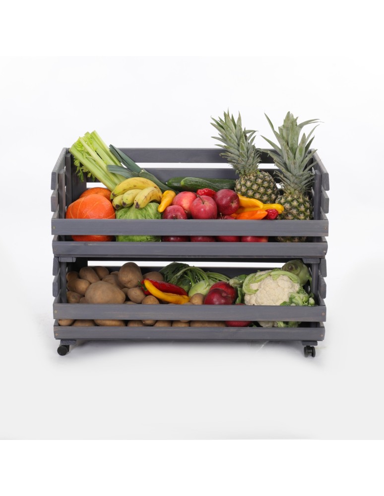 Skrzynie i skrzynki drewniane - Skrzynki na warzywa na kółkach RAWA /szer.77cm - Szare - product b2b.wamar.biz 2
