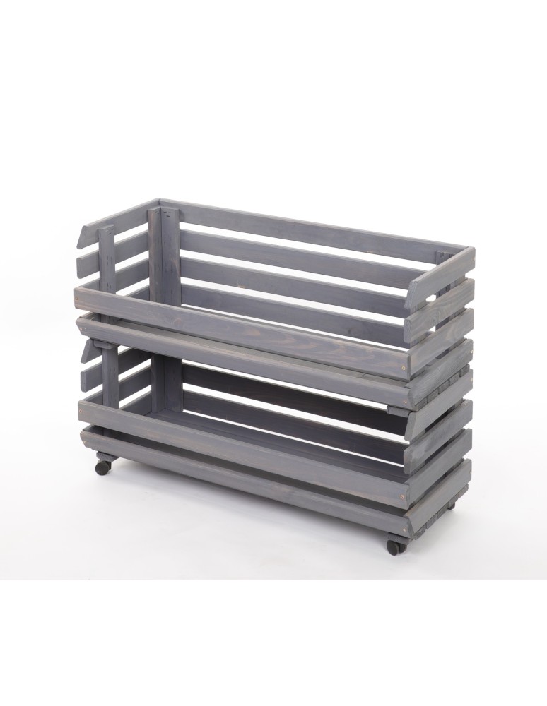 Skrzynie i skrzynki drewniane - Skrzynki na warzywa na kółkach RAWA /szer.77cm - Szare - product b2b.wamar.biz 3