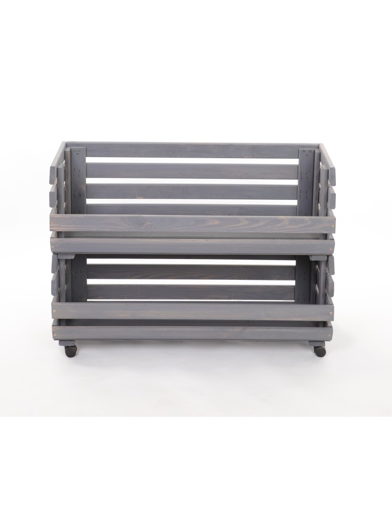Skrzynie i skrzynki drewniane - Skrzynki na warzywa na kółkach RAWA /szer.77cm - Szare - product b2b.wamar.biz 4
