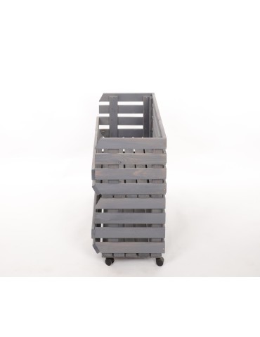 Skrzynie i skrzynki drewniane - Skrzynki na warzywa na kółkach RAWA /szer.77cm - Szare - product 5