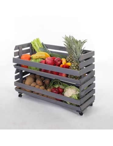 Skrzynie i skrzynki drewniane - Skrzynki na warzywa na kółkach RAWA /szer.77cm - Szare - product 6