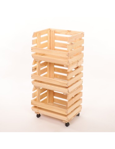 Skrzynie i skrzynki drewniane - Skrzynki na warzywa na kółkach RAWA /szer.37cm - Naturalne - product 3