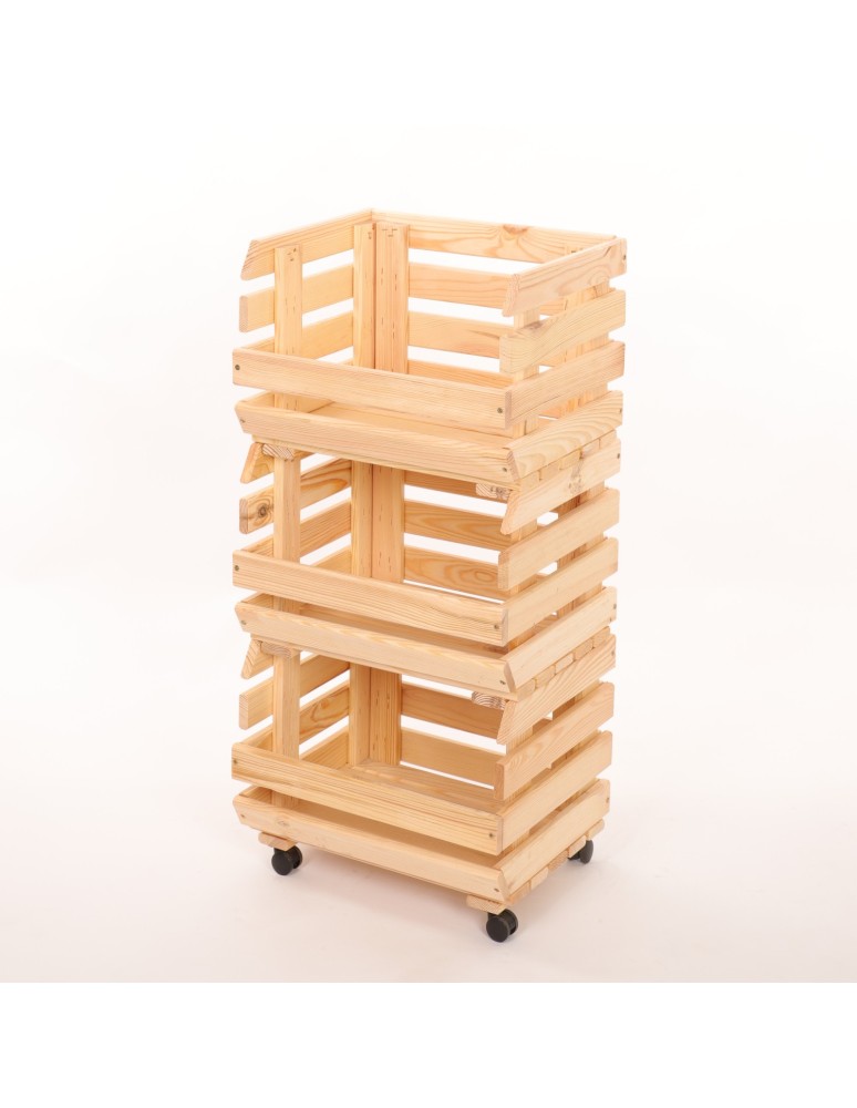 Skrzynie i skrzynki drewniane - Skrzynki na warzywa na kółkach RAWA /szer.37cm - Naturalne - product b2b.wamar.biz 3