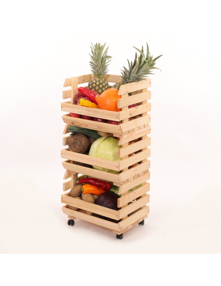 Skrzynie i skrzynki drewniane - Skrzynki na warzywa na kółkach RAWA /szer.37cm - Naturalne - product b2b.wamar.biz 6