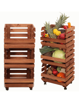 Skrzynki na warzywa na kółkach RAWA /szer.37cm -Brązowe