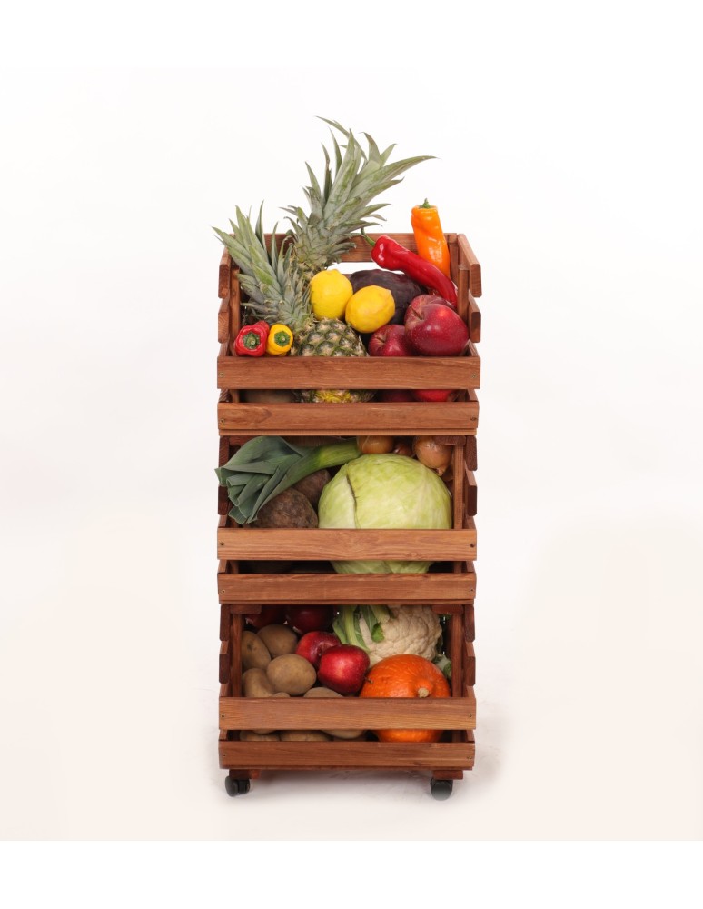 Skrzynie i skrzynki drewniane - Skrzynki na warzywa na kółkach RAWA /szer.37cm -Brązowe - produkt b2b.wamar.biz 2