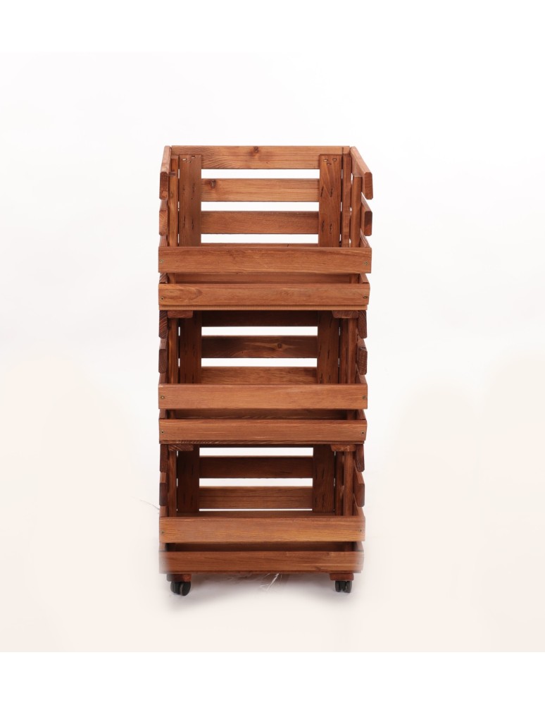 Skrzynie i skrzynki drewniane - Skrzynki na warzywa na kółkach RAWA /szer.37cm -Brązowe - produkt b2b.wamar.biz 4