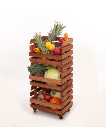 Skrzynie i skrzynki drewniane - Skrzynki na warzywa na kółkach RAWA /szer.37cm -Brązowe - produkt 6