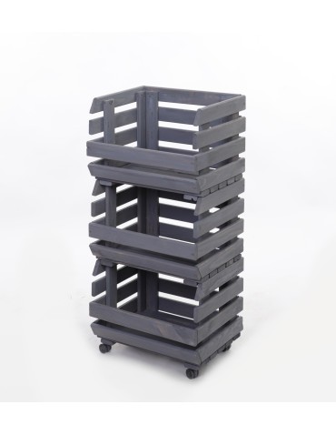 Skrzynie i skrzynki drewniane - Skrzynki na warzywa na kółkach RAWA /szer.37cm -Szare - product 3