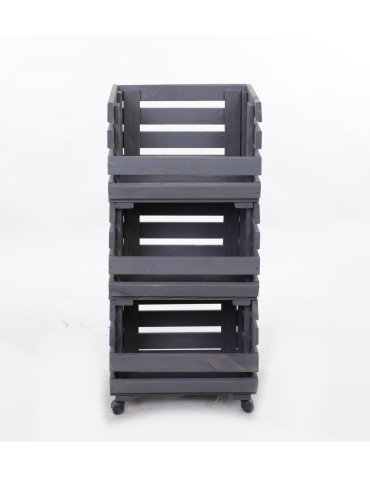 Skrzynie i skrzynki drewniane - Skrzynki na warzywa na kółkach RAWA /szer.37cm -Szare - product 4