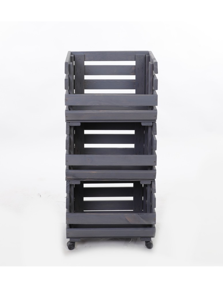 Skrzynie i skrzynki drewniane - Skrzynki na warzywa na kółkach RAWA /szer.37cm -Szare - product b2b.wamar.biz 4