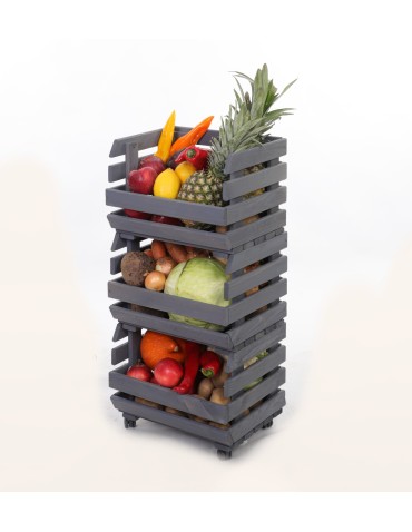 Skrzynie i skrzynki drewniane - Skrzynki na warzywa na kółkach RAWA /szer.37cm -Szare - product 5