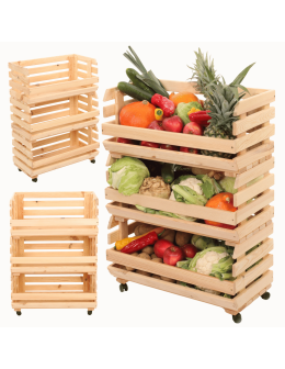 Skrzynki na warzywa na kółkach RAWA /szer.57cm - Naturalne