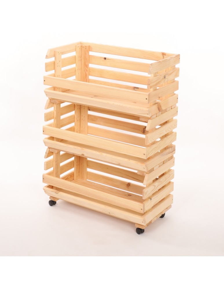 Skrzynie i skrzynki drewniane - Skrzynki na warzywa na kółkach RAWA /szer.57cm - Naturalne - product b2b.wamar.biz 3