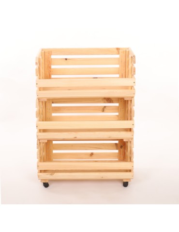 Skrzynie i skrzynki drewniane - Skrzynki na warzywa na kółkach RAWA /szer.57cm - Naturalne - product 4