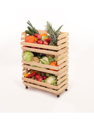 Skrzynie i skrzynki drewniane - Skrzynki na warzywa na kółkach RAWA /szer.57cm - Naturalne - product 6