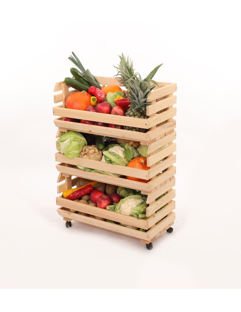 Skrzynie i skrzynki drewniane - Skrzynki na warzywa na kółkach RAWA /szer.57cm - Naturalne - product b2b.wamar.biz 6