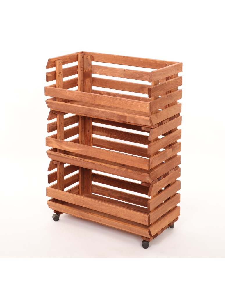 Skrzynie i skrzynki drewniane - Skrzynki na warzywa na kółkach RAWA /szer.57cm - Brązowe - produkt b2b.wamar.biz 3