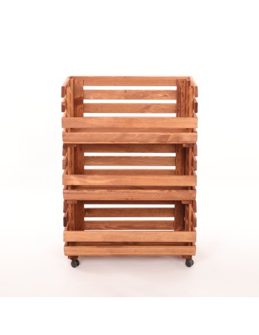 Skrzynie i skrzynki drewniane - Skrzynki na warzywa na kółkach RAWA /szer.57cm - Brązowe - produkt 4