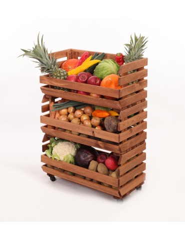 Skrzynie i skrzynki drewniane - Skrzynki na warzywa na kółkach RAWA /szer.57cm - Brązowe - produkt 6