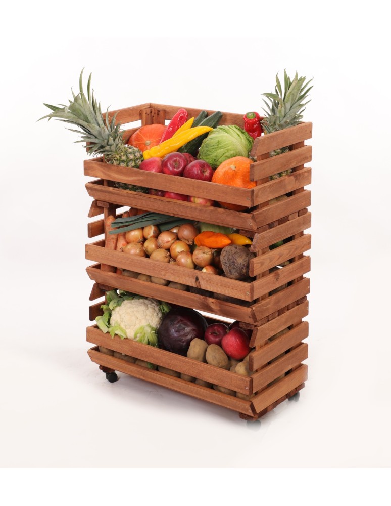 Skrzynie i skrzynki drewniane - Skrzynki na warzywa na kółkach RAWA /szer.57cm - Brązowe - produkt b2b.wamar.biz 6