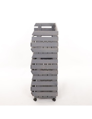 Skrzynie i skrzynki drewniane - Skrzynki na warzywa na kółkach RAWA /szer.57cm - Szare - product 5